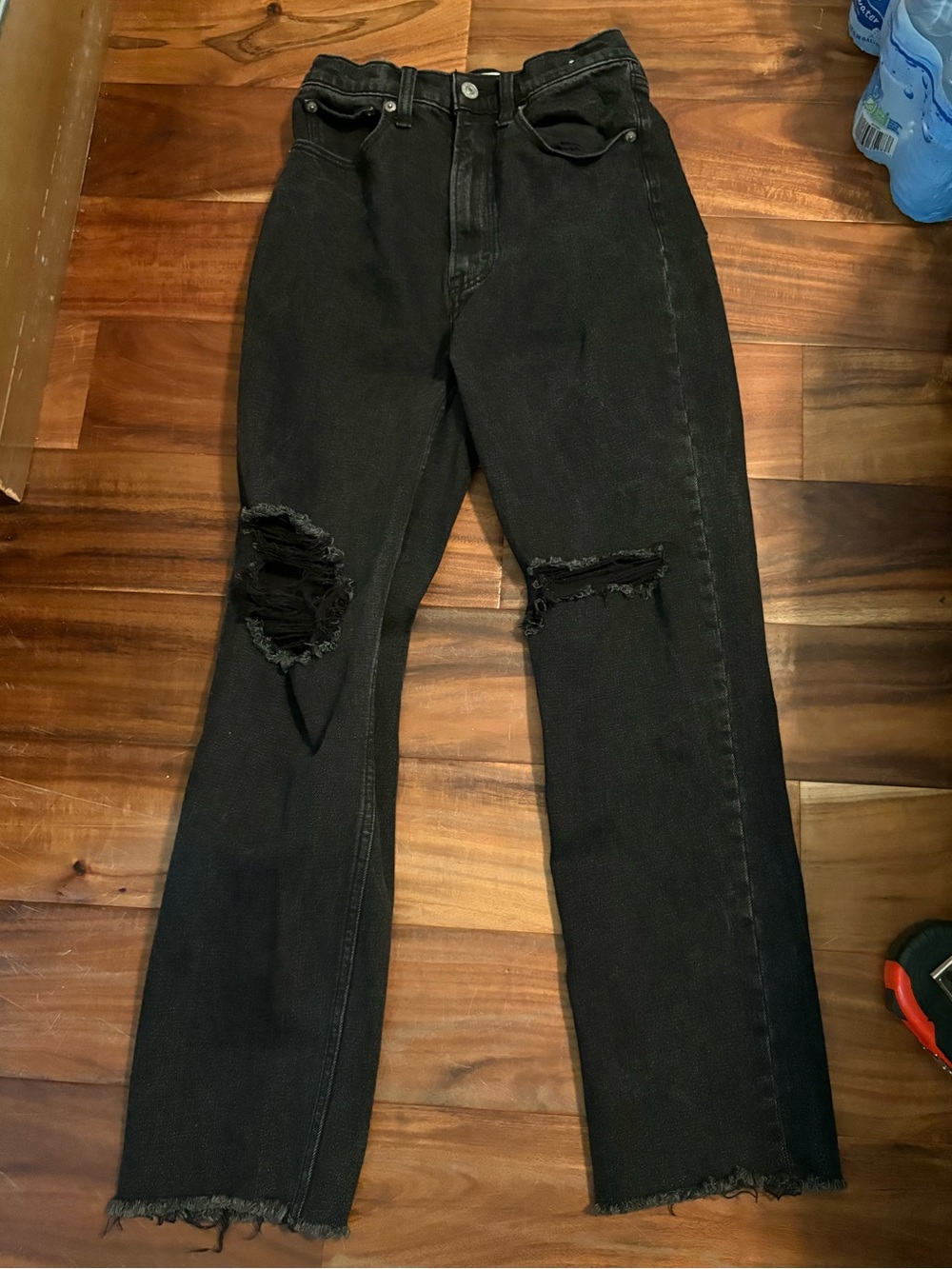 Abercrombie & Fitch Ultra High Rise Ankle Straight Jeans Black 25 (0318)